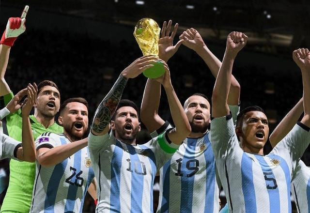 Imagem promocional da Argentina campeã do mundo em FIFA 23