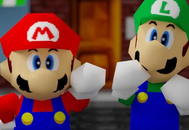 Imagem de Mario e Luigi nos gráficos do Nintendo 64