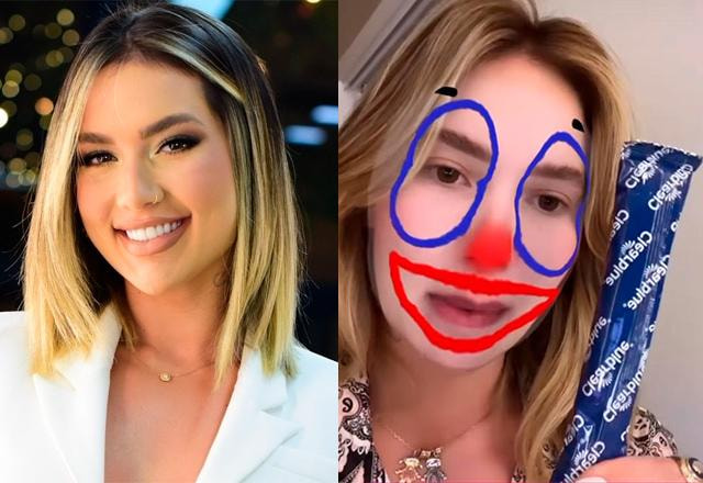 montagem com duas fotos da virginia e em uma delas ela segura um teste de gravidez