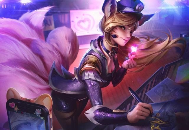 Splash art da skin Ahri Estrela do Pop