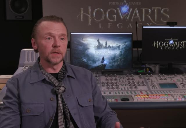 Imagem promocional de Simon Pegg para Hogwarts Legacy