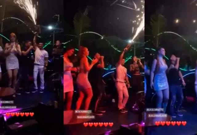 Sequência de quadros mostra a banda Dubai em seu show pirotécnico