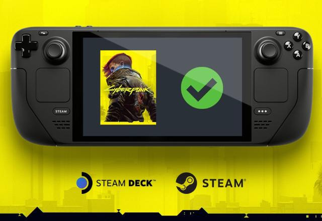 Imagem promocional de Cyberpunk 2077 no Steam Deck