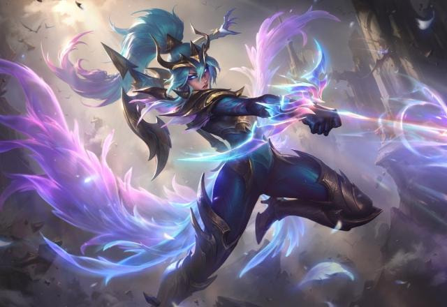 Splash art da skin Vayne Emissária da Luz