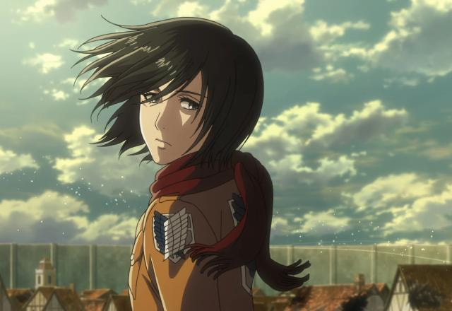 Imagem promocional de Mikasa, personagem de Attack on Titan