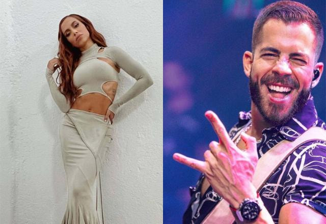 Montagem com as fotos de Anitta e Pipo Marques lado a lado