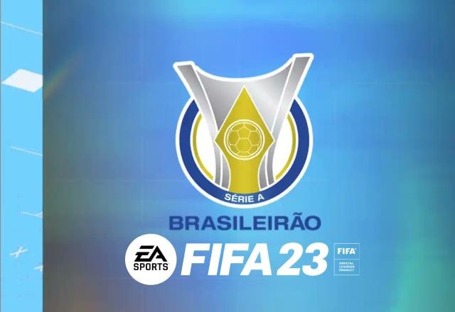 Montagem com o logo do Brasileirão e FIFA 23