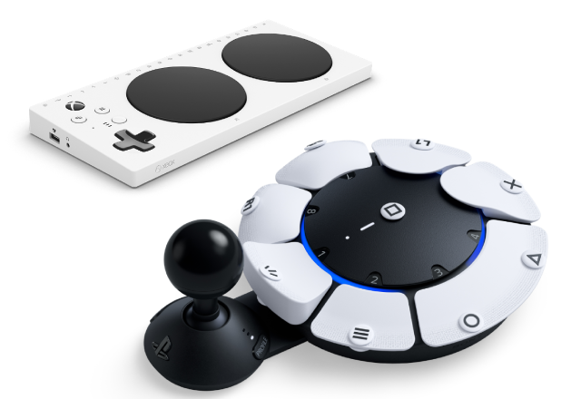 Imagem promocional de controles adaptáveis para Xbox e PlayStation