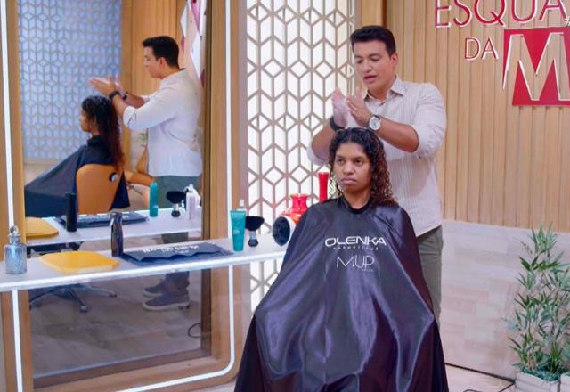 Rodrigo Cintra e a participante Rayssa Silva durante o Esquadrão da Moda.