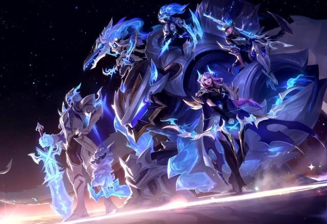 Splash art das skins DRX, celebrando os campeões do Worlds 2022 de League of Legends