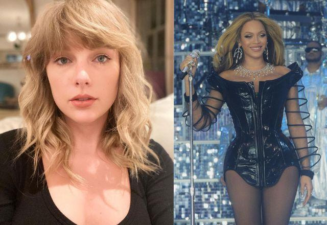 Taylor Swift à esquerda; Beyoncé à direita