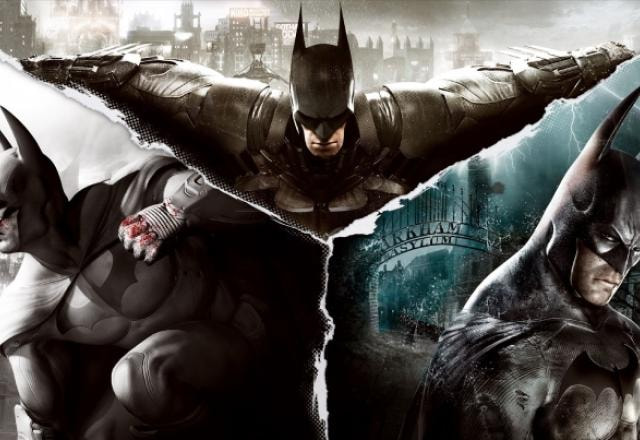 Imagem promocional da trilogia Batman Arkham