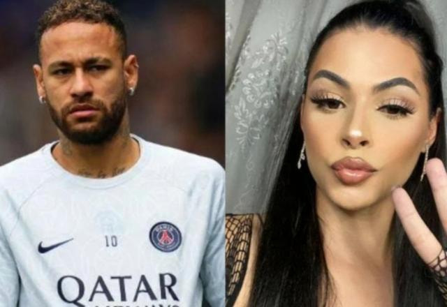 Neymar à esquerda; Sophia Barclay à direita