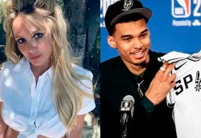 Montagem com os rostos de Britney e Victor lado a lado