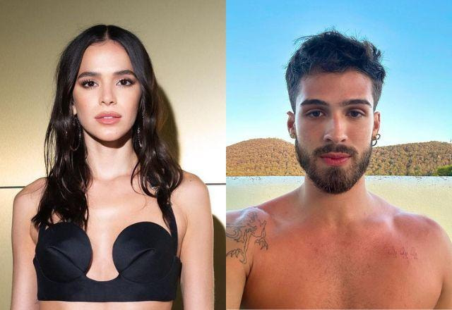 Bruna Marquezine à esquerda; João Guilherme à direita