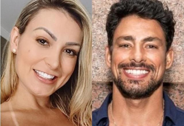 Andressa Urach à esquerda; Cauã Reymond à direita