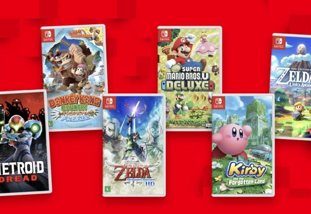 Imagem promocional das mídias físicas da Nintendo