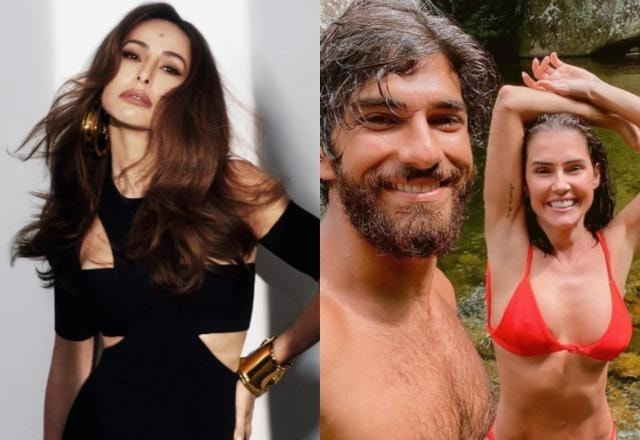 Sabrina Sato à esquerda; Deborah Secco e o marido, Hugo Moura, à direita