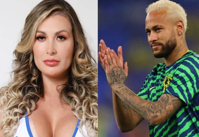 Na montagem aparece Andressa Urach na esquerda e Neymar na direita