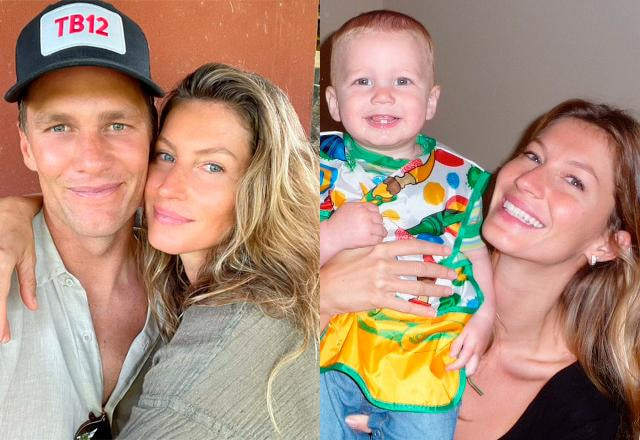 Gisele Bundchen com Tom Brady e Gisele Bundchen e Jack