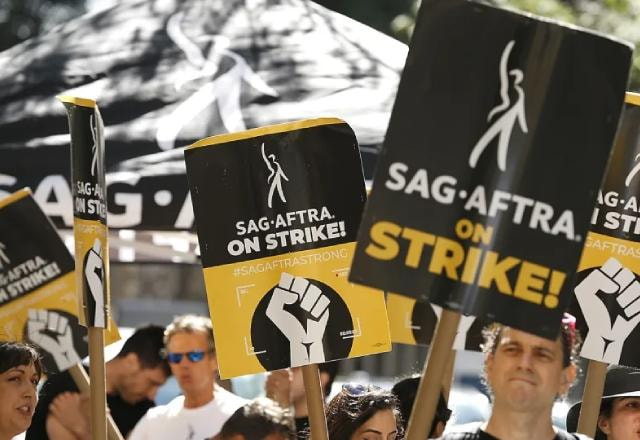 Foto de protesto realizado pelo SAG-AFTRA