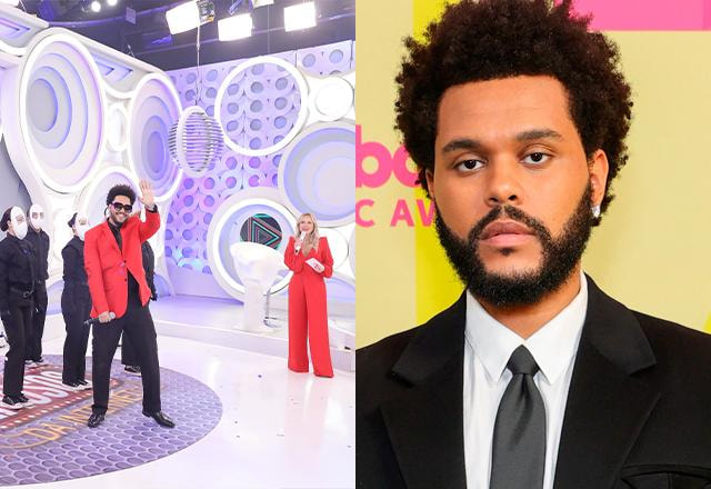 montagem com foto de apresentação de cover e foto de The Weeknd