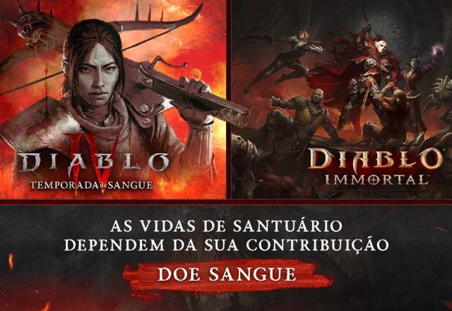 Imagem promocional da ação de doação de sangue de Diablo IV e Diablo Immortal