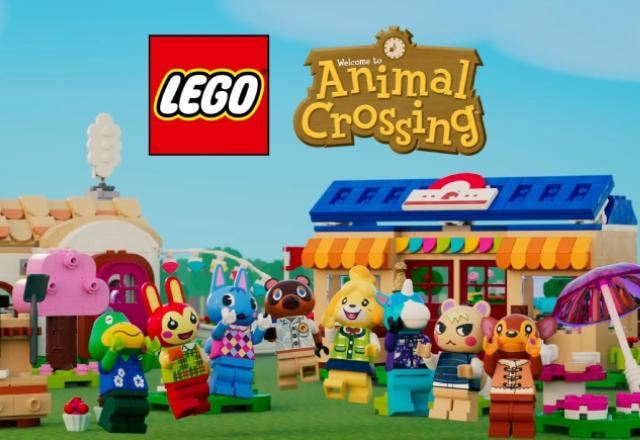 Imagem promocional da parceria entre LEGO e Animal Crossing, da Nintendo