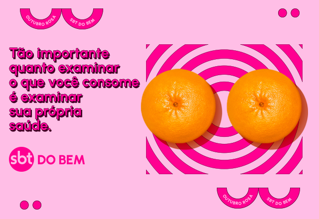 Banner da identidade visual da campanha do SBT do Bem, 'Um Toque de Saúde' em prol do Outubro Rosa.