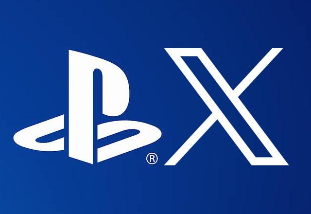 Montagem com os logos da PlayStation e do Twitter (X)