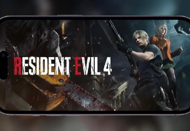 Imagem promocional de Resident Evil 4 Remake no iPhone 15 Pro