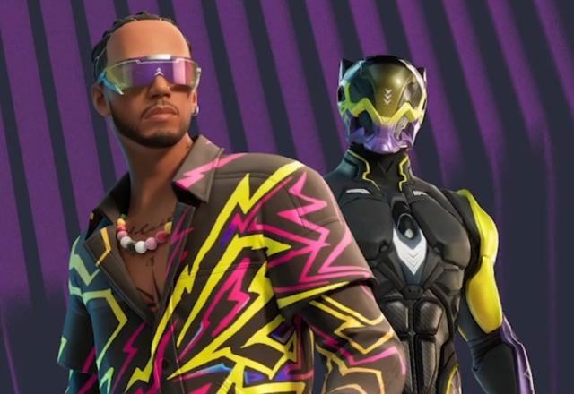 Imagem promocional de Lewis Hamilton em Fortnite