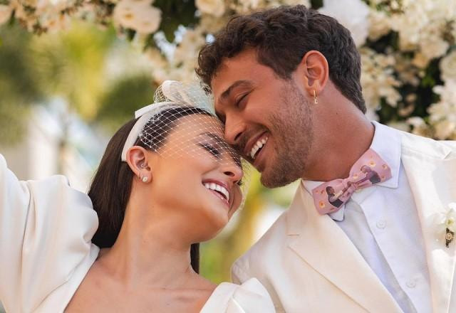 Larissa Manoela e André Luiz Frambach em foto de casamento