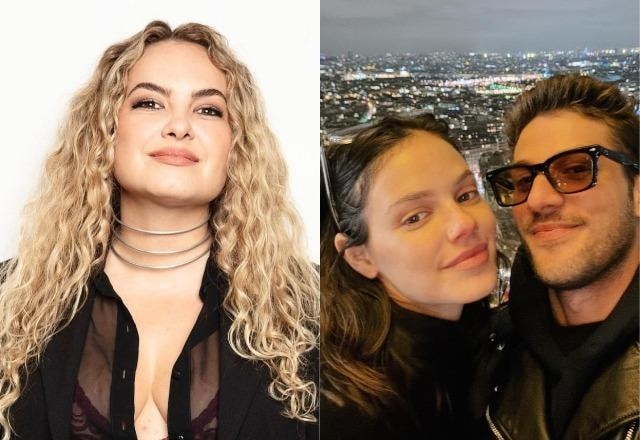 Lua Blanco à esquerda; Chay Suede e Laura Neiva à direita