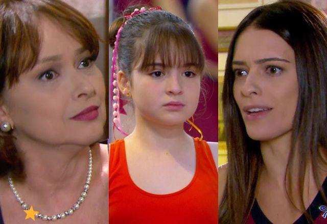 Na montagem aparece Ruth Goulart na esquerda, Poliana no meio e Débora na direita