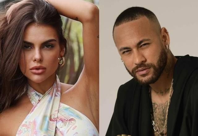 Amanda Kimberlly à esquerda; Neymar Jr. à direita