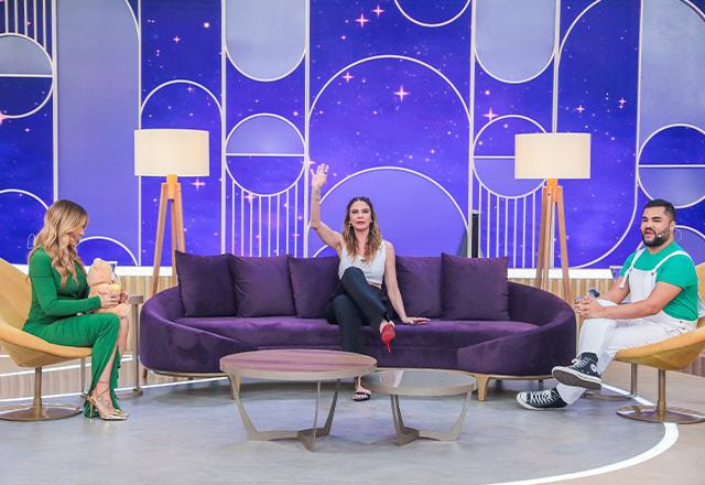 Virginia, Luciana Gimenez e Lucas Guedez durante o Sabadou.