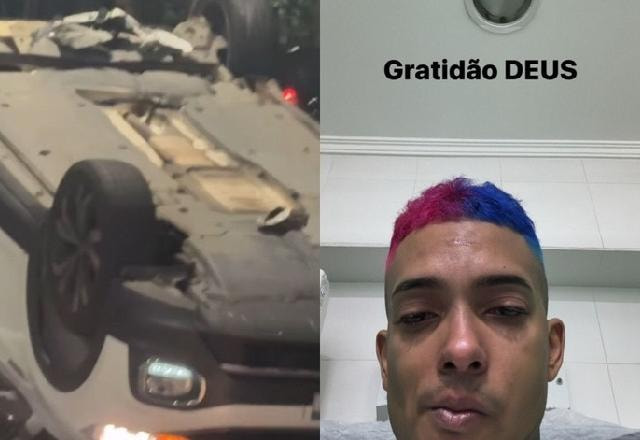 MC Brinquedo mostra carro capotado nos Stories do Instagram