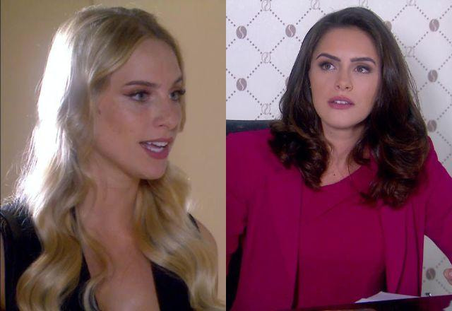 Na montagem aparece Nicole com expressão séria do lado esquerdo, e Verônica do lado direito com expressão de apreensiva