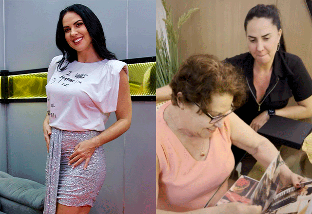 montagem com foto de graciele e momento que a mãe dela descobre gravidez