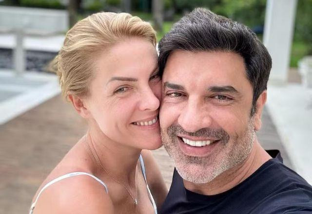 Ana Hickmann e Edu Guedes numa selfie, felizes