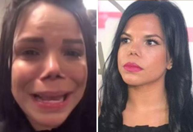 Montagem com fotos de Day McCarthy, um com expressão de choro e outro com olhar pensativo