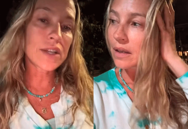 montagem com duas fotos de luana piovani