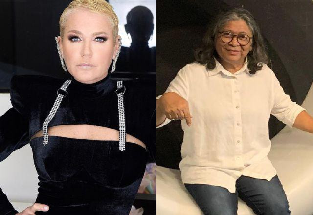 Montagem com os rostos de Marlene Mattos e Xuxa lado a lado