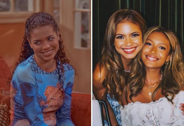 Montagem com fotos de Jennifer Freeman junto a sua filha Isabela e ao lado a fot de Claire de eu a patroa e as crianças