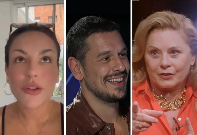 Montagem com fotos de Vera Fischer, Kéfera e João Vicente, referente as declarações de João Vicente sobre a briga entre as atrizes