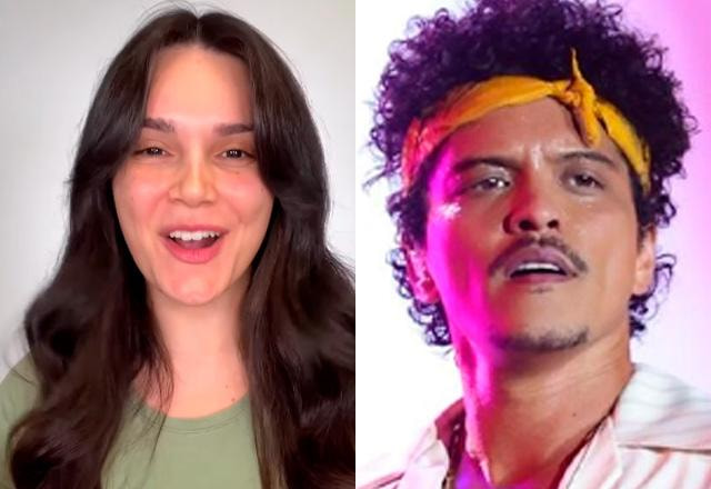 Letícia Gomes e Bruno Mars juntos em uma montagem de fotos.