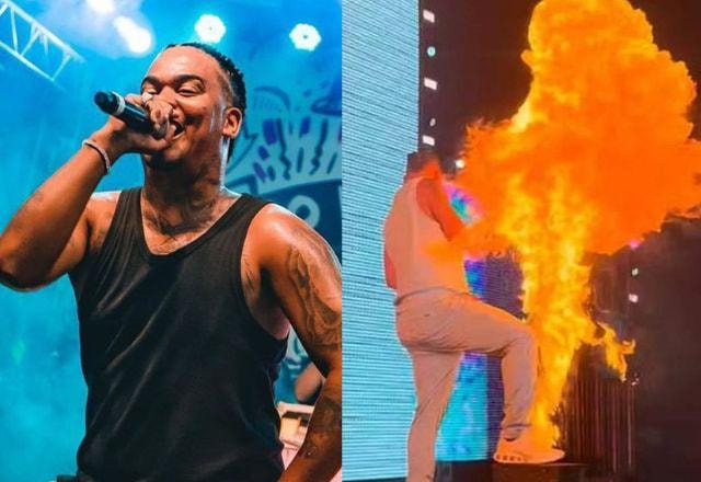 Na montagem aparece Major RD do lado esquerdo, e o mesmo rapper queimando o braço com um fogo saindo de uma máquina de efeitos especiais