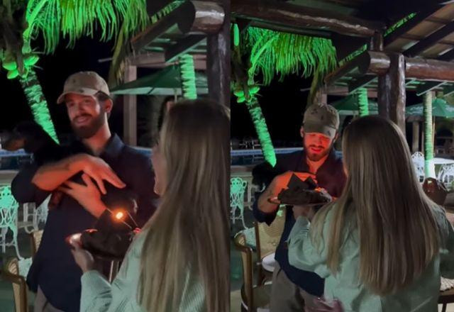 João Guilherme é surpreendido com brincadeira do Com quem será? em seu aniversário
