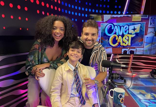 Guilherme Tavares, Nicholas Torres e Laura Castro no CaveCast